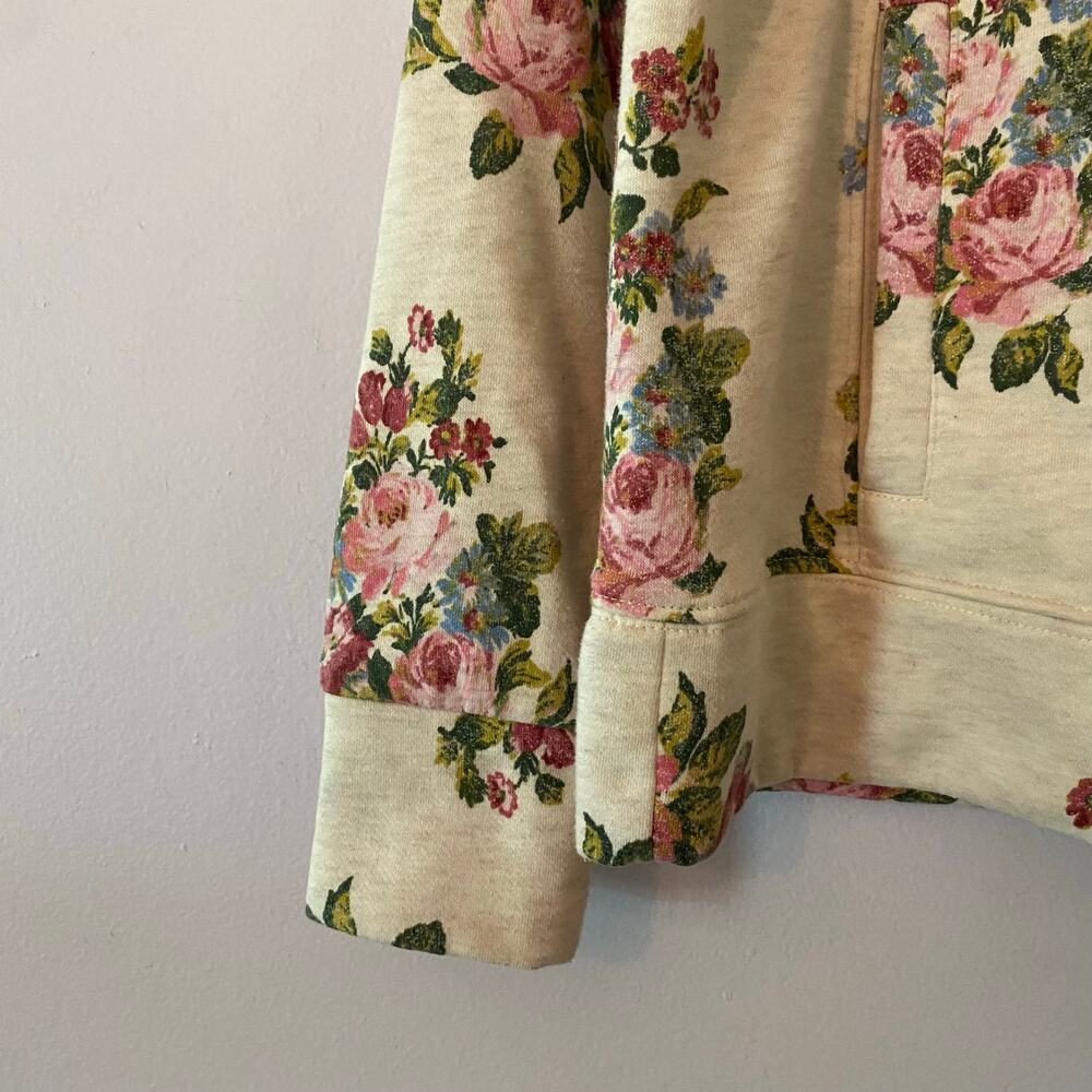 Daily Practice Anthropologie Cream Floral Hoodie Sweatshirt Loungewear Small - Picture 5 of 10